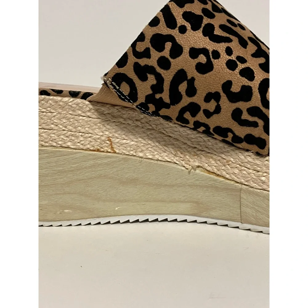 Fergalicious Womens Leopard Print Platform Wedge Sandals 9.5 Leopard Espadrille